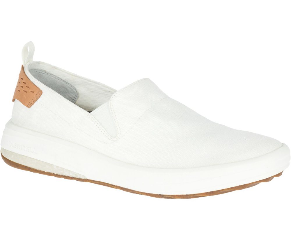 Merrell Barefoot Sko Herre - Gridway Moc Lærred - Hvide - VMC085712